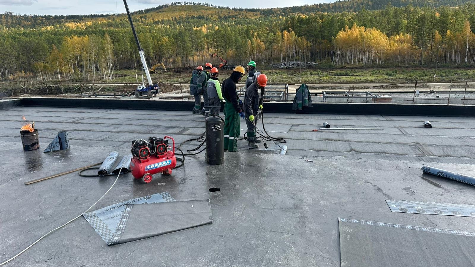 People working together in a rooftop